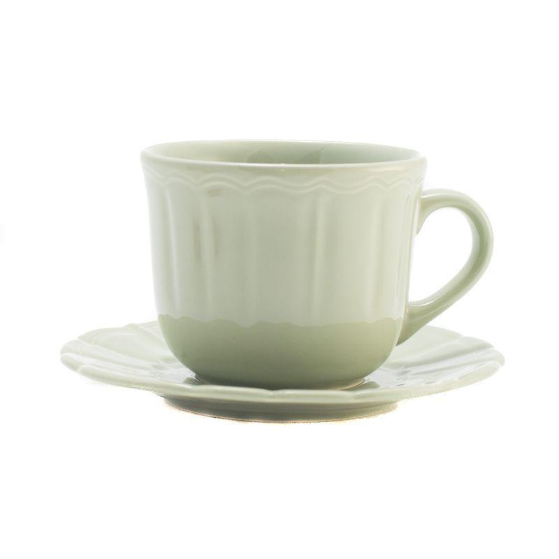 Comtesse Milano Чашка для чая с блюдцем светло-зелёная Ritmo (42929) - зображення 1