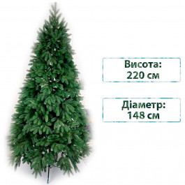 Смерека Новорічна ялинка штучна лита  пласт Premium 220 см Зелена Premium tree - 220