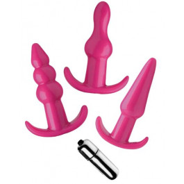 XR Brands Набір анальних пробок з рожевий Frisky Thrill Trio Anal Plug Set, вібрацією (848518035066)