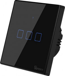 Sonoff Smart Wall Touch Switch Black 3-Button w/neutral (T3EU3C-TX)