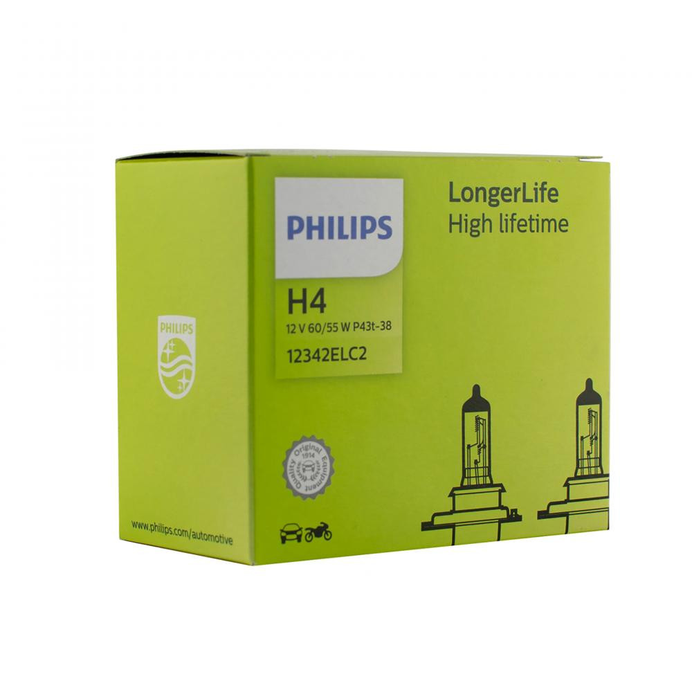 Philips H4 Longer Life 12В 60/55w (12342ELC2) - зображення 1