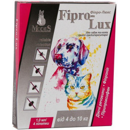 Modes Капли  Фипро-Люкс противопаразитарные для собак и котов 4 -10 кг, 4 шт х 1 мл (4820254820126)