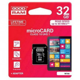 GOODRAM 32 GB microSDHC class 10 UHS-I + SD Adapter M1AA-0320R12