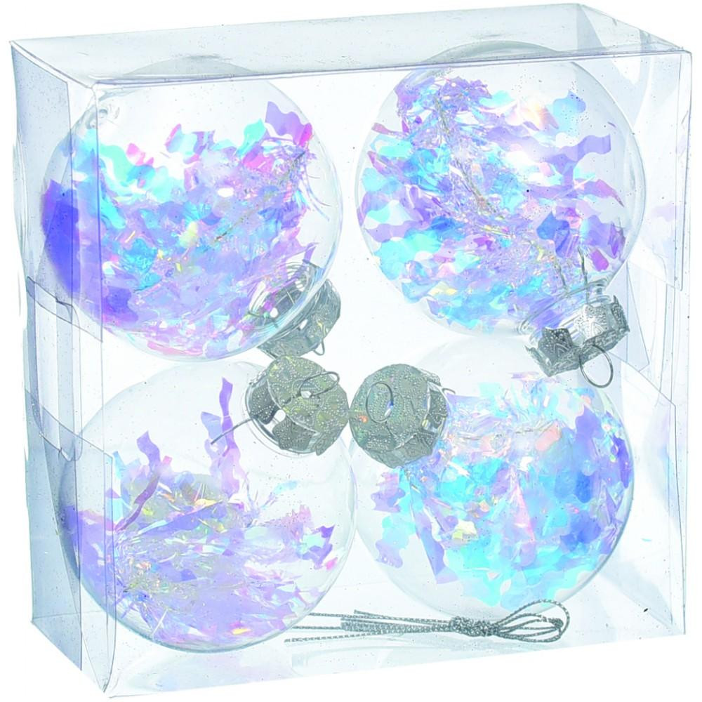 JUMI Набор прозрачных шариков 4 шт, пластик, 8см, цветная мишура (5900410386792) - зображення 1