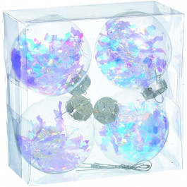 JUMI Набор прозрачных шариков 4 шт, пластик, 8см, цветная мишура (5900410386792)