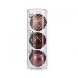 House of seasons Набір скляних ялинкових кульок  рожевий 7см 3 предмети (8718861801606)