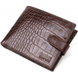 Bond Non Чоловічий гаманець з натуральної шкіри коричневого кольору з тисненням під крокодила BOND (2422043)