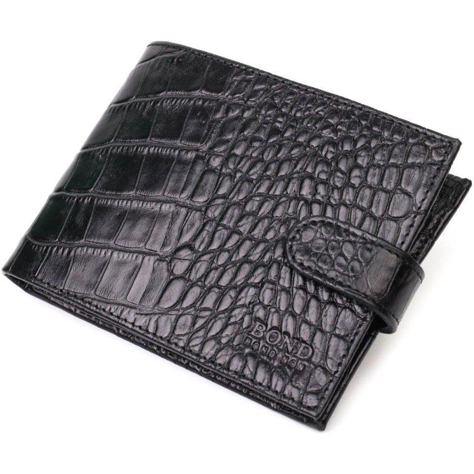 Bond Non Модне чоловіче портмоне з натуральної фактурної шкіри з тисненням під крокодила BOND (2421995) - зображення 1