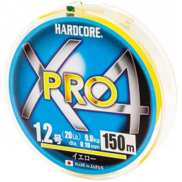 DUEL Hardcore X4 PRO / Yellow / #1.2 / 0.19mm 150m 9.0kg (H3864)