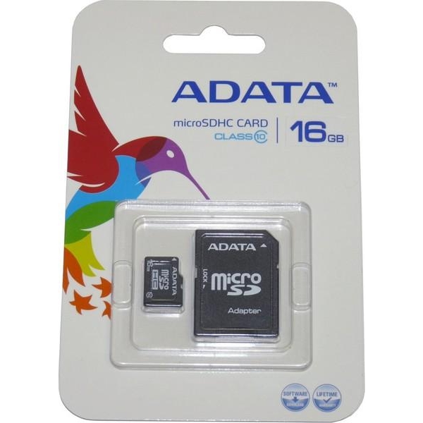 ADATA 16 GB microSDHC class 10 + SD adapter AUSDH16GCL10-RA1 - зображення 1
