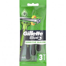 Gillette Бритвы одноразовые мужские  Blue 3 Sensitive Slalom 3 шт (7702018547333)