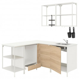 IKEA ENHET 093.379.55 Кутова кухня білий під дуб