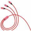 SkyDolphin S63E 3in1 USB to Lightning/USB Type-C/MicroUSB 1.2m Red (USB-000624) - зображення 1