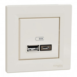 Schneider Electric Asfora USB 2.4А A+C Кремова (EPH2700323)