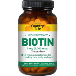 Country Life High Potency Biotin (В7) 120 капсул (CL6506)