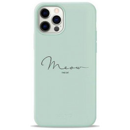 Pump Silicone Minimalistic Case for iPhone 12 Pro Max Meow Light Blue (PMSLMN12(6.7)-1/248)