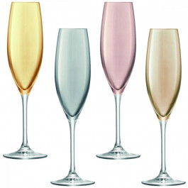 LSA Набір келихів для шампанського Флют  Polka 225 мл х 4 шт Пастель асорті (5012548497308)