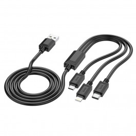 Hoco X74 3-in-1 USB to Lightning+Micro+USB Type-C Black (6931474767363)