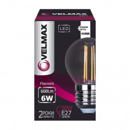 Velmax LED Filament G45 6W-E27-4100K (21-41-52)