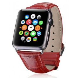 HiC Ремінець  for Apple Watch 41/40/38mm - Crocodail Leather Loop Band Red