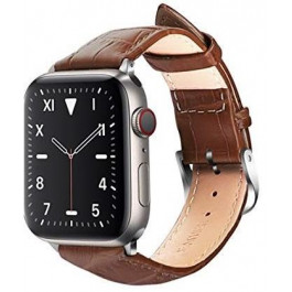 HiC Ремінець  for Apple Watch 45/44/42mm - Crocodail Leather Loop Band Brown