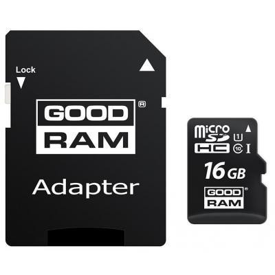GOODRAM 16 GB microSDHC class 10 UHS-I + SD Adapter M1AA-0160R12 - зображення 1
