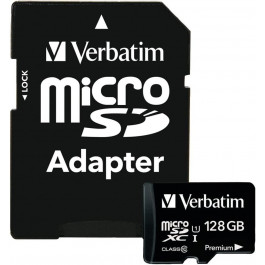 Verbatim 128 GB microSDXC UHS-I (U1) V10 Premium + SD Adapter (44085)