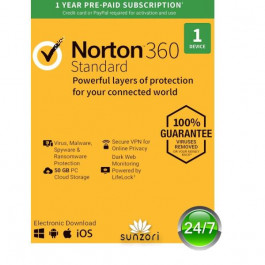 Norton 360 Standard 10GB для 1 ПК на 1 год ESD-эл. ключ в конверте (21409591)