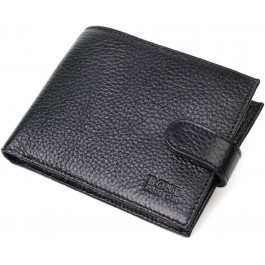 Bond Non Чоловічий портмоне із фактурної шкіри чорного кольору з хлястиком на кнопці BOND (2421994)