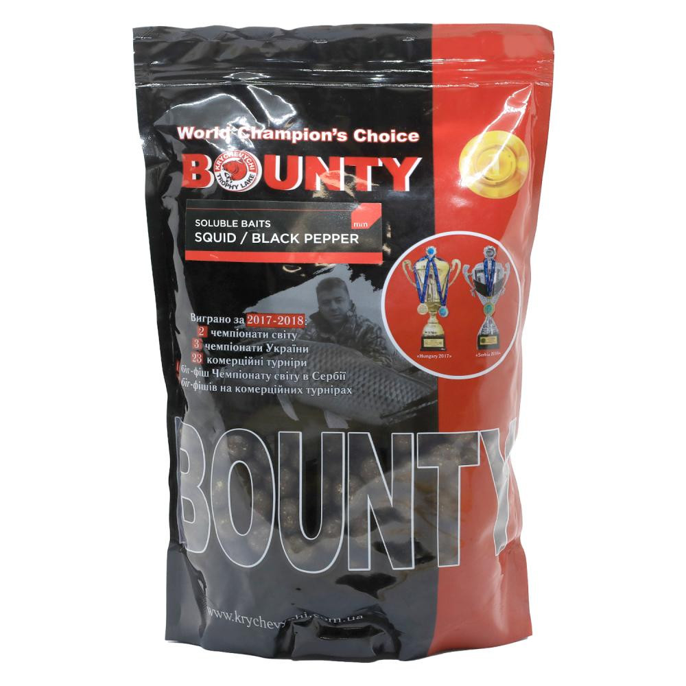 Bounty Бойлы прикормочные растворимые / Squid-Black Pepper / 20mm 1kg - зображення 1