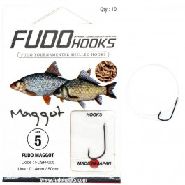 FUDO Hooks Maggot / FDSH-005 / №05 / 0.14mm 50cm / 10pcs