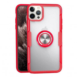Deen TPU+PC CrystalRing for iPhone 12/12 Pro Magnet opp Transparent Red