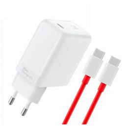 OnePlus Warp charge 65W power adapter + Type-C to Type-C White