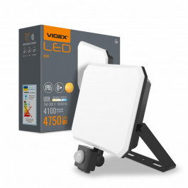 VIDEX Світлодіодний прожектор  VLE-F3-0505B-S 50W 5000K з датчиком руху 220V Black (5904405542491)