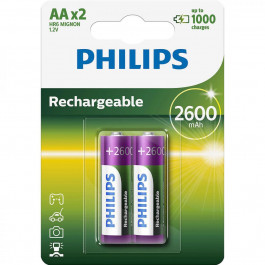 Philips AA 2600mAh NiMh 2шт Rechargeable (R6B2A260/10)