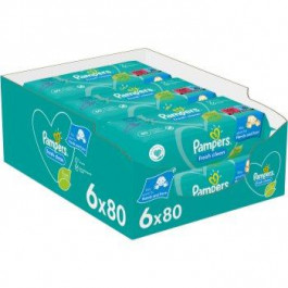 Pampers Fresh Clean XXL вологі очищуючі серветки для дітей для чутливої шкіри 6x80 кс