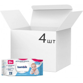 Bambik Упаковка влажных салфеток Bambik с экстрактом липы 4 пачки по 72 шт (4823071642865)