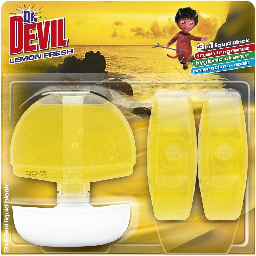 Dr.Devil Туалетный блок  Лимонная свежесть 3x55 мл (8595025819659) - зображення 1