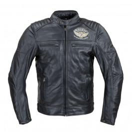 W-TEC Чоловіча шкіряна мото куртка W-TEC Black Heart Wings Leather Jacket - чорний/S