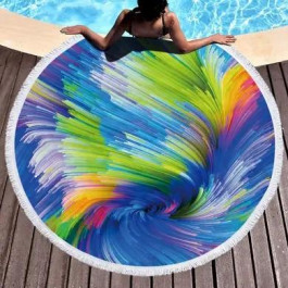Homytex Пляжний рушник з бахрамою круглий  150*150 Феєрія, Різнобарвний (8-79016)