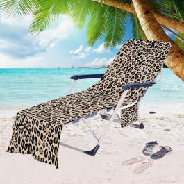 Homytex Пляжний рушник / підстилка для шезлонгу з фіксаторами і кишенями  73х210 см, Різнобарвний, Леопард (