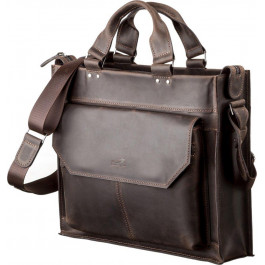 SHVIGEL Темно-коричнева сумка для ноутбука зі шкіри крейзі  (11109)