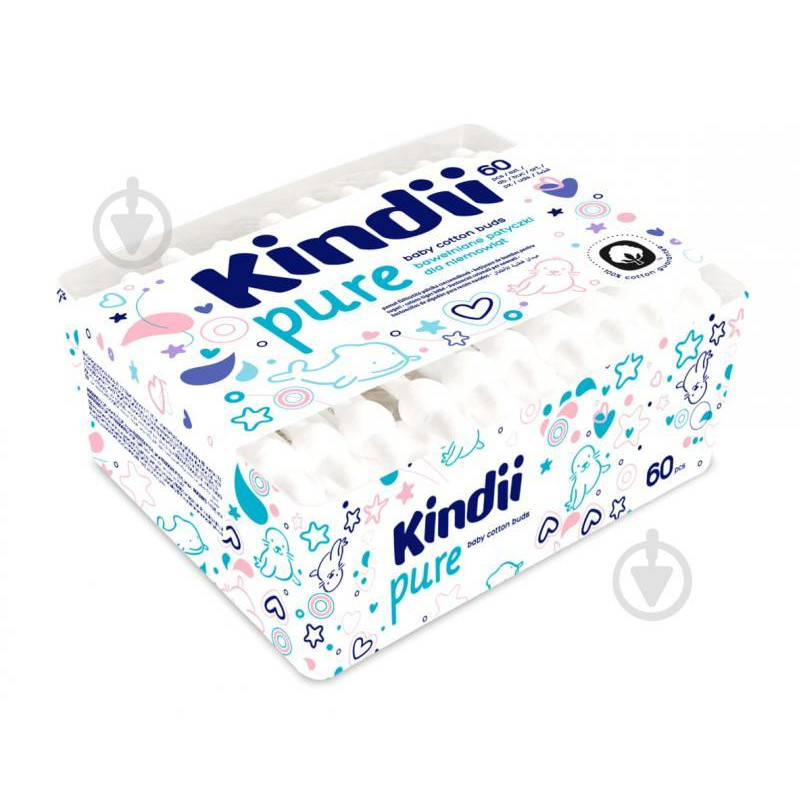 Cleanic Ватные палочки детские Kindii 60 шт (5900095002789) - зображення 1