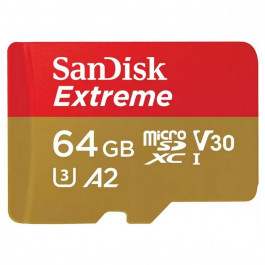 SanDisk 64 GB microSDXC UHS-I U3 V30 A2 Extreme (SDSQXAH-064G-GN6MN)
