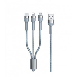 REMAX Jany 3-in-1 USB to Type-C/Lightning/Micro-USB 1.2м Silver (RC-124TH)