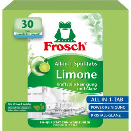 Frosch Таблетки для мытья посуды в посудомоечных машинах Лимон 26х20 г (4001499940132)