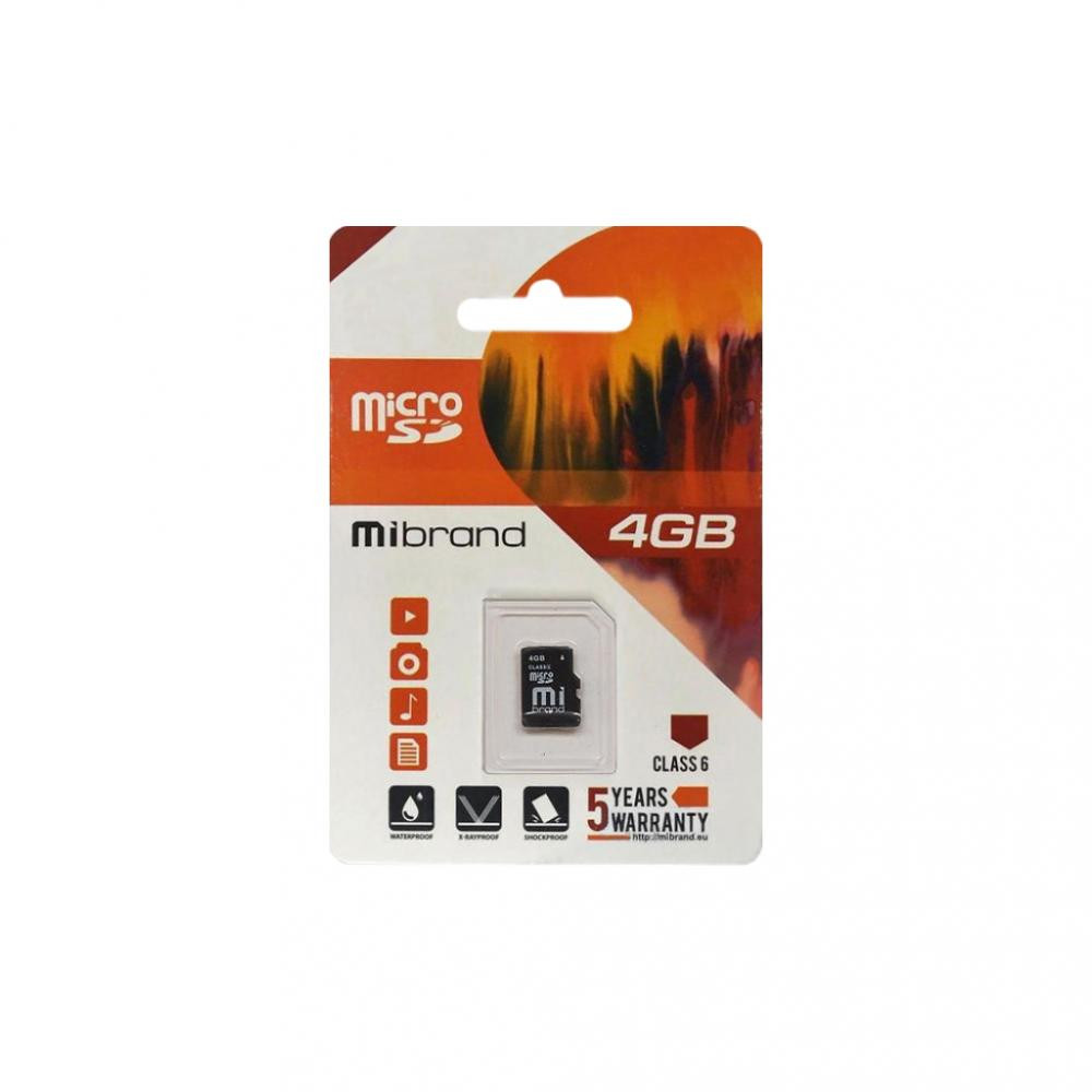Mibrand 4 GB microSDHC Class 6 MICDC6/4GB - зображення 1