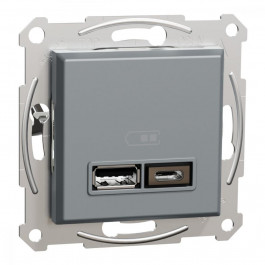 Schneider Electric Asfora USB 2.4А A+C Сталь (EPH2700362)