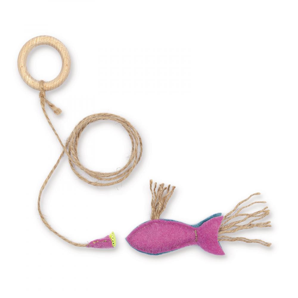 Природа Іграшка-вудочка для кішок  "Рибка на магніті" рожева, 9х15 см (PR243073) - зображення 1