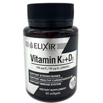 Эликсир Вітамін  D3+K2 300 мг 60 капсул (4820071331416) - зображення 1